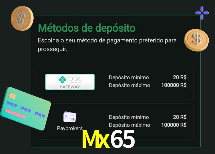 O cassino Mx65 oferece uma grande variedade de métodos de pagamento